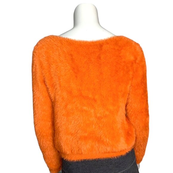 Y2K STYLE FUZZY ORANGE SWEATER - Picture 3 of 7